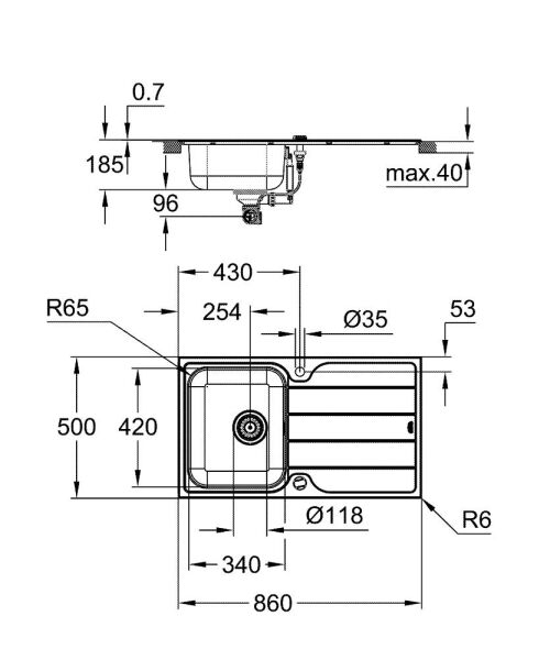 Grohe K500 Süzgeçli Paslanmaz Çelik Eviye - 31571SD1