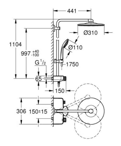 Grohe EUPHORİA SMARTCONTROL SYSTEM 310 DUO DUVARA MONTAJ İÇİN TERMOSTATLI DUŞ SİSTEMİ - 26507DL0