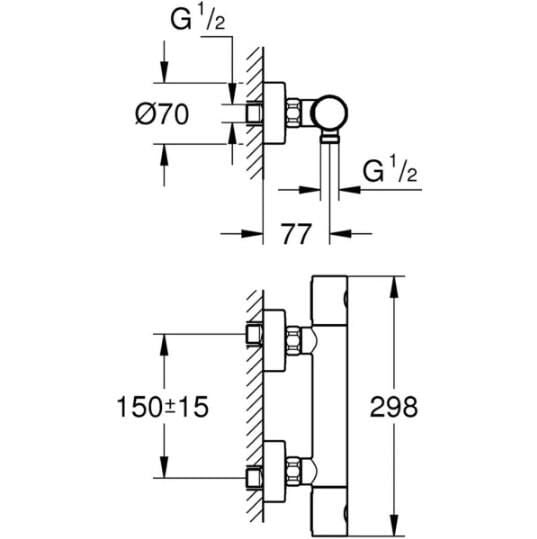Grohe GROHTHERM 800 COSMOPOLİTAN TERMOSTATİK DUŞ BATARYASI - 34765000