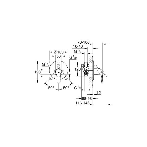 Grohe Eurosmart Ankastre Banyo Bataryası Seti