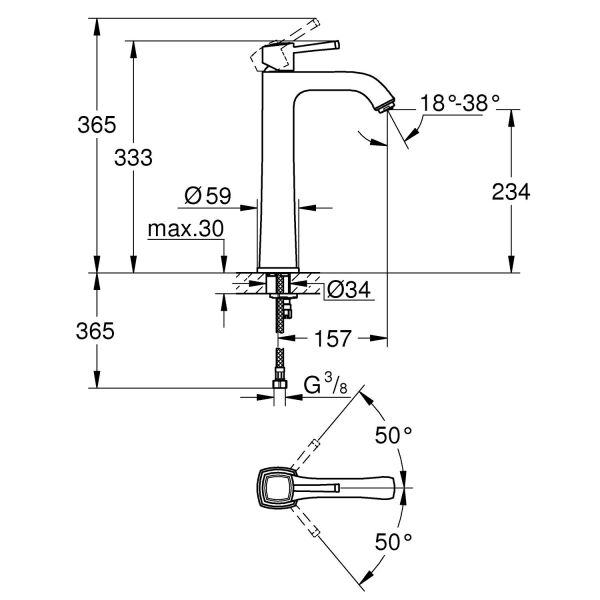 Grohe Grandera Tek Kumandalı Lavabo Bataryası XL-Boyut - 24371IG0