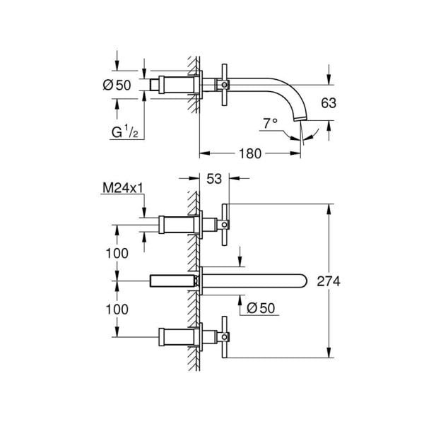 Grohe Atrio 3 Delikli Lavabo Bataryası - 20164GL3