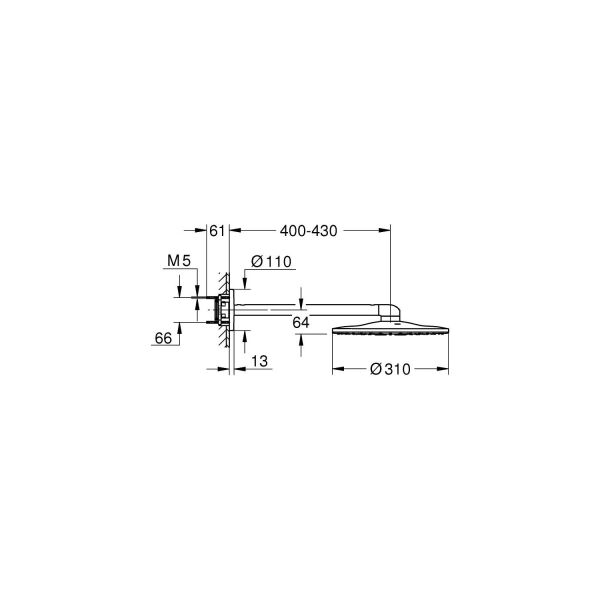 Grohe Rainshower Smartactive 310 Tepe Duşu Seti 430 Mm, 2 Akışlı, Krom-Beyaz-26475LS0