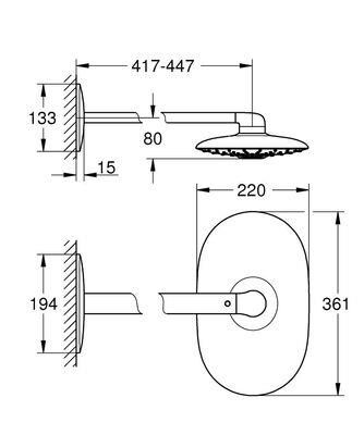 Grohe Rainshower Duo 360 Tepe Duşu seti, 2 Akışlı- 26254000