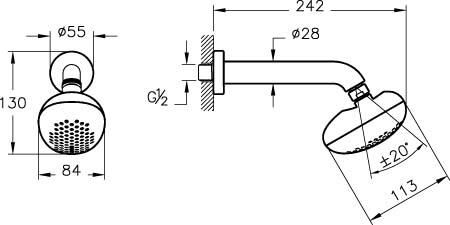 Vitra Istanbul Duş Başlığı  (Duvardan)