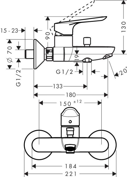 Hansgrohe Logis E Tek Kollu Banyo Bataryası Aplike 71415000