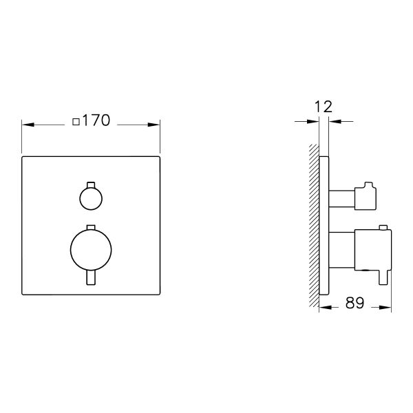 Artema Root Square A43268 Ankastre Termostatik Banyo Bataryası, Krom