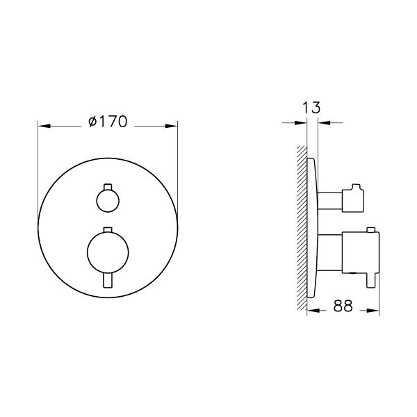 Artema Root Round A43258 Ankastre Termostatik Banyo Bataryası, Krom