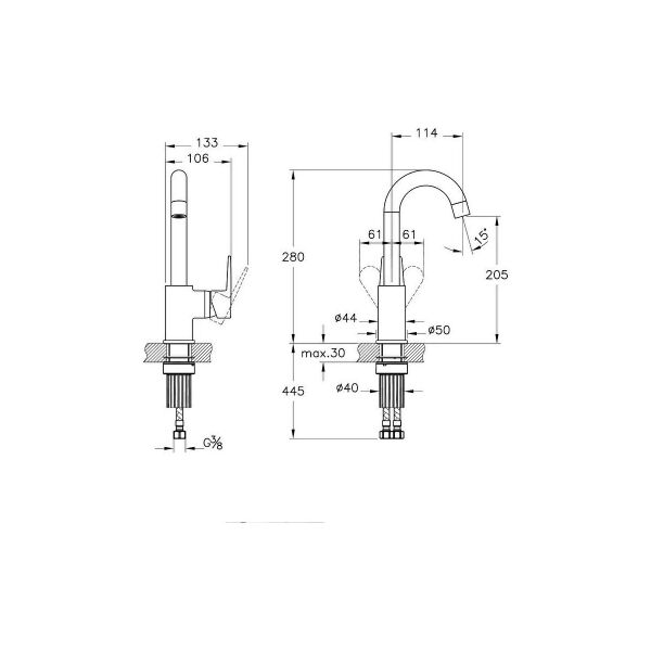 Artema Flow Square Lavabo Bataryası (Döner Borulu) A43165