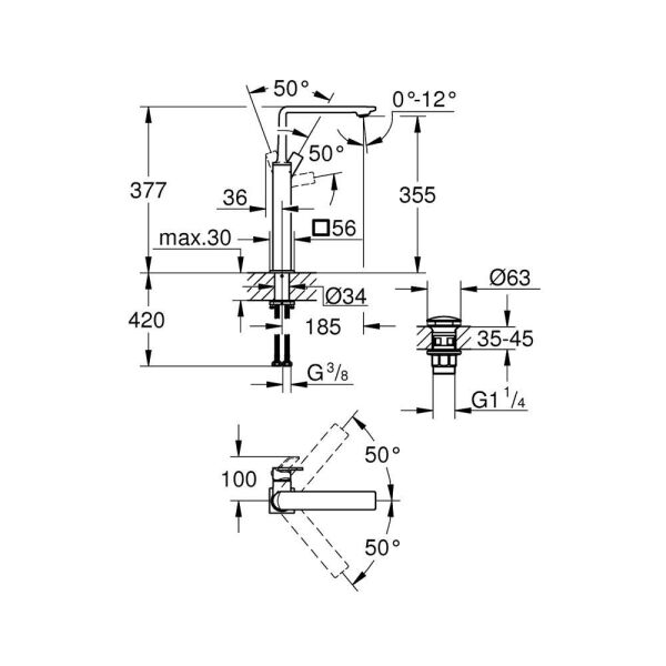 Grohe ALLURE TEK KUMANDALI LAVABO BATARYASI XL-BOYUT - 23403001