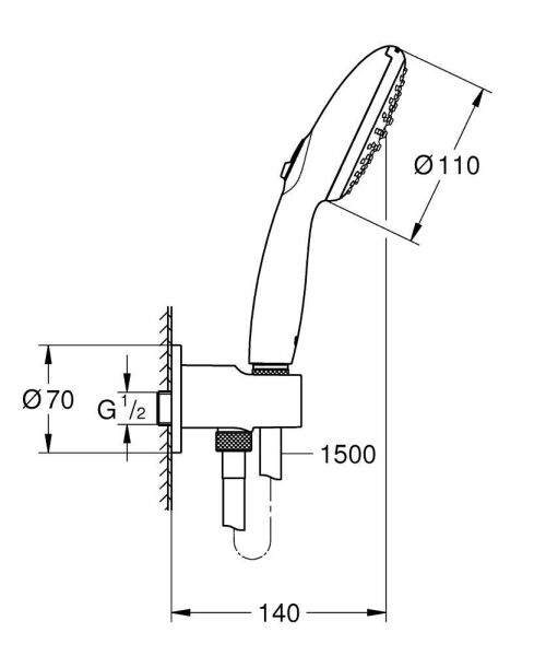 Grohe Tempesta 110 Su Çıkış Dirsekli El Duşu Seti 2 Akışlı Rain, Jet - 26406003