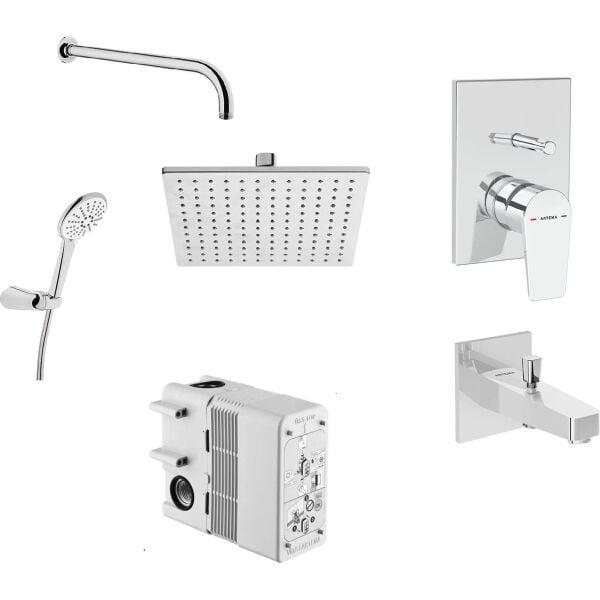 Artema Flow Square Ankastre Duş Seti Krom A49305 (A43208-A41949-A45652-A45707STA-A45736-A43131) - A49305