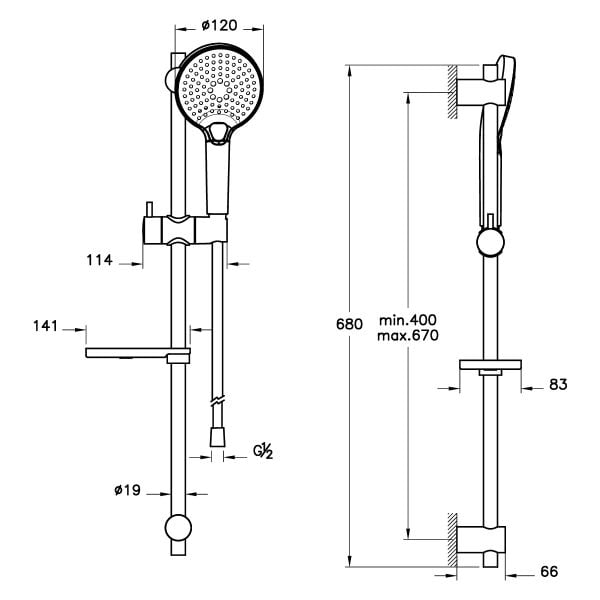 Artema Bliss A45743 3F Sürgülü El Duşu Takımı, Krom