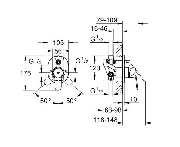 Grohe BauEdge Ankastre Banyo Duş Bataryası - 29039000
