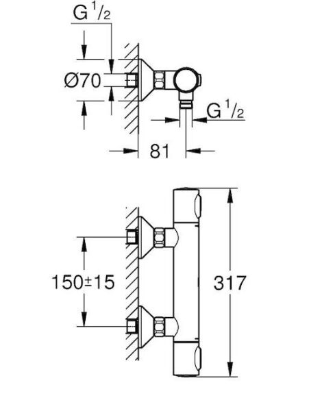 Grohe GROHTHERM 500 TERMOSTATİK DUŞ BATARYASI - 34793000