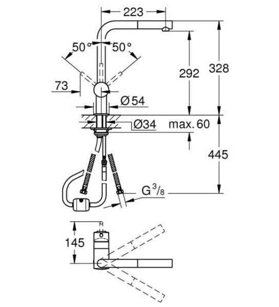 Grohe Minta Tek Kumandalı Spiralli Eviye Bataryası - 32168000