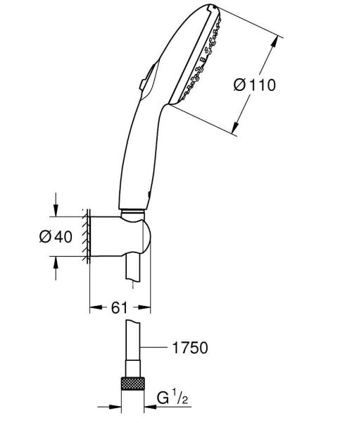 Grohe Tempesta 110 El Duşu Seti 3 Akışlı Rain, Jet, Massage - 26639003