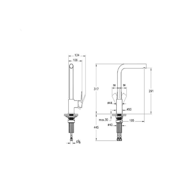 Artema Flow Square Eviye Bataryası - A43396