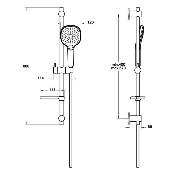 Artema Bliss A45775 Square 3F, El Duş Takımı, Krom