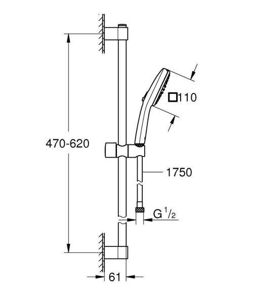 Grohe Tempesta Cube 110 Duş Seti 2 Fonksiyonlu (Rain, Jet) - 267482433