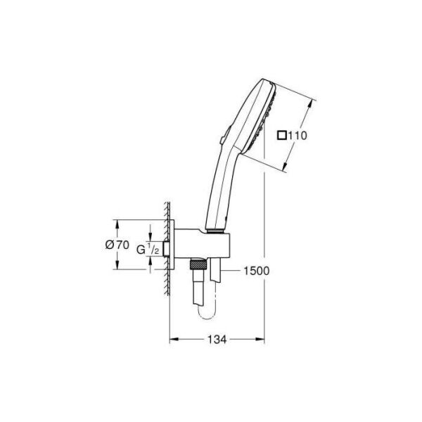 Grohe Tempesta Cube 110 El Duşu Seti 3 Fonksiyonlu (Rain, Jet, Massage) - 26910003