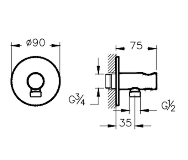VitrA Origin A4262536 Ankastre El Duşu Çıkışı, Mat Siyah