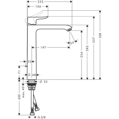 Hansgrohe Metris Tek Kollu Lavabo Bataryası 260 - Çanak Lavabolar İçin