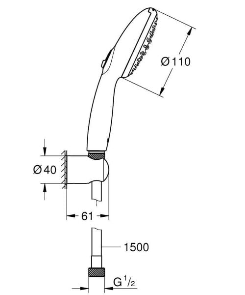 Grohe Tempesta 110 El Duşu Seti 2 Akışlı Rain, Jet - 26919003