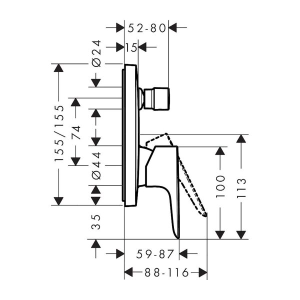 Hansgrohe Talıs E Tek Kollu Banyo Bataryası Mat Bronz - 71745140