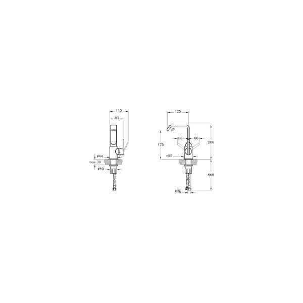 Vitra Suit A4261629 Lavabo Bataryası, Soft Bakır, Yandan