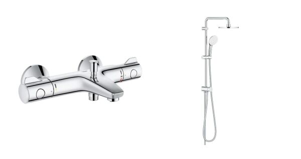 Grohe Duş Seti (Tepe Duşlu Sürgü + Termostatik Batarya) - 27389003SET2
