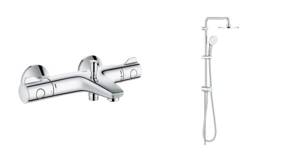 Grohe Duş Seti (Tepe Duşlu Sürgü + Termostatik Batarya) - 27389003SET2
