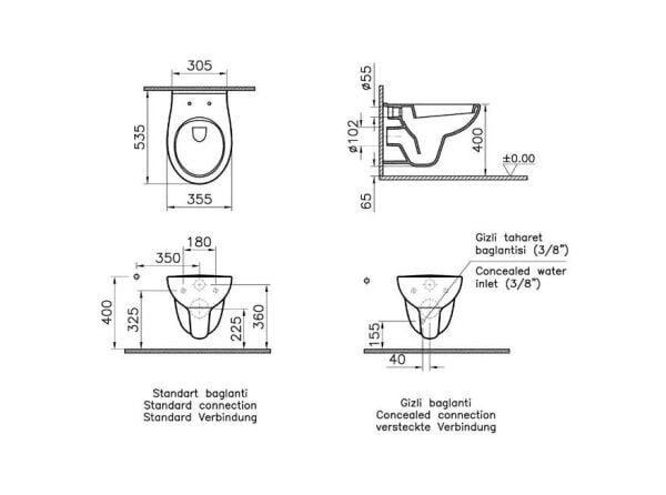 VitrA S20 Round Asma Klozet 54 cm - 5959L003-0850