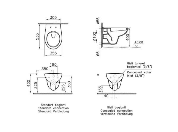 VitrA S20 Round Asma Klozet 54 cm - 5959L003-0850