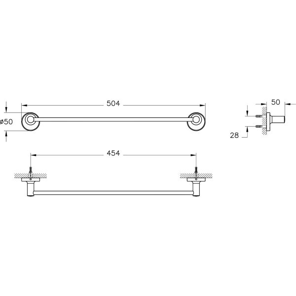 VitrA Base 300 A44109 Uzun Havluluk, Krom