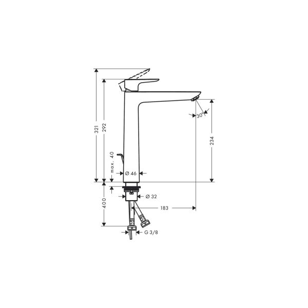 Hansgrohe Talis E Yüksek Lavabo Bataryası Satin Siyah 71716670