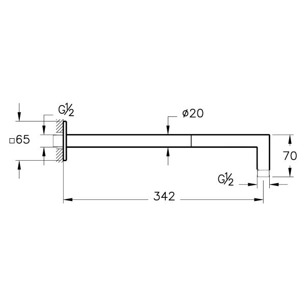 VitrA Suit A45753 Duş Dirseği, 90 Derece,Duvardan Kullanım, Krom