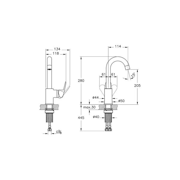 Artema Flow Round Lavabo Bataryası (Döner Borulu) - A43152