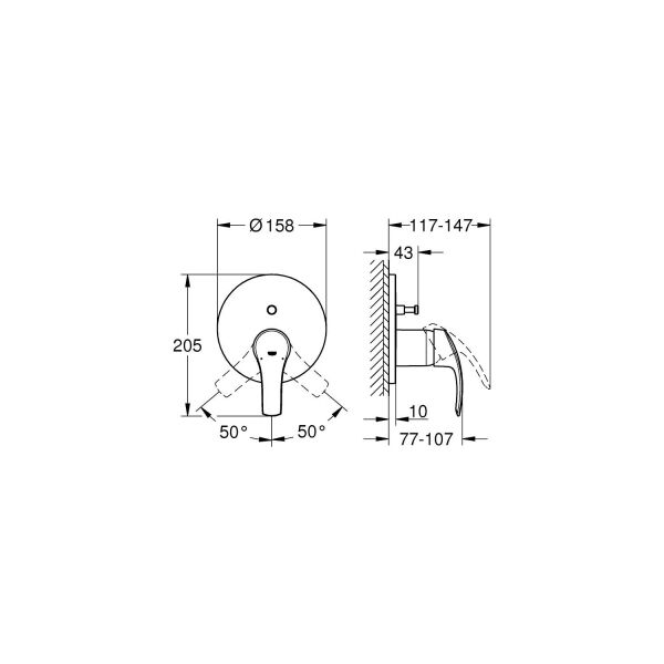 Grohe Eurosmart Ankastre Banyo Duş Bataryası 2 çıkışlı divertörlü- 24043002