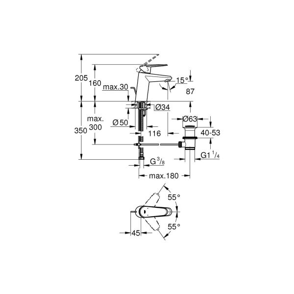 Eurodisc Cosmopolitan Sifon Kumandalı Lavabo Bataryası - 33190002