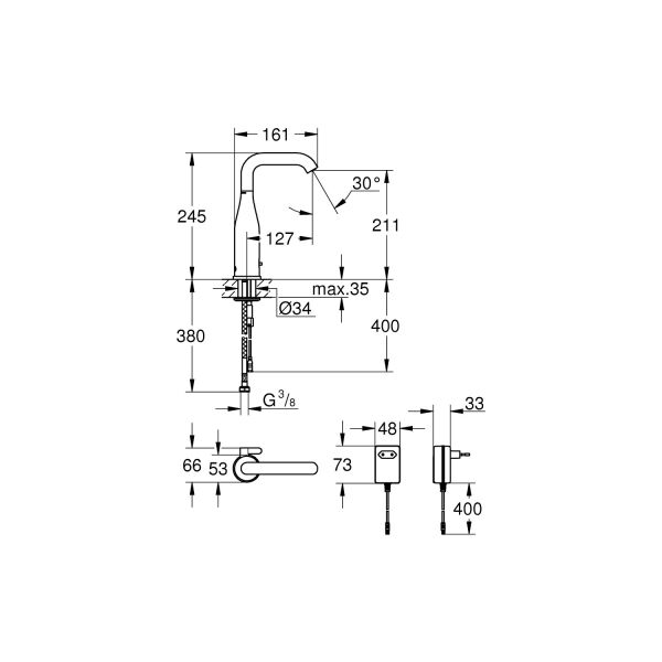 Grohe Fotoselli Lavabo Bataryası Elektrikli çift sugiriş 36444000