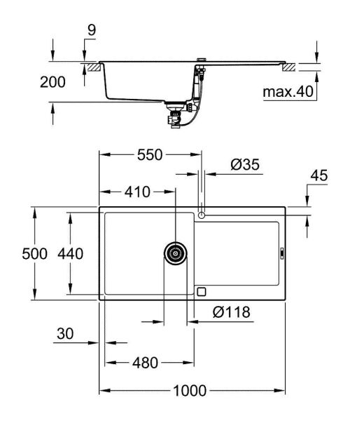 Grohe SÜZGEÇLİ KOMPOZİT EVİYE - 31645AT0