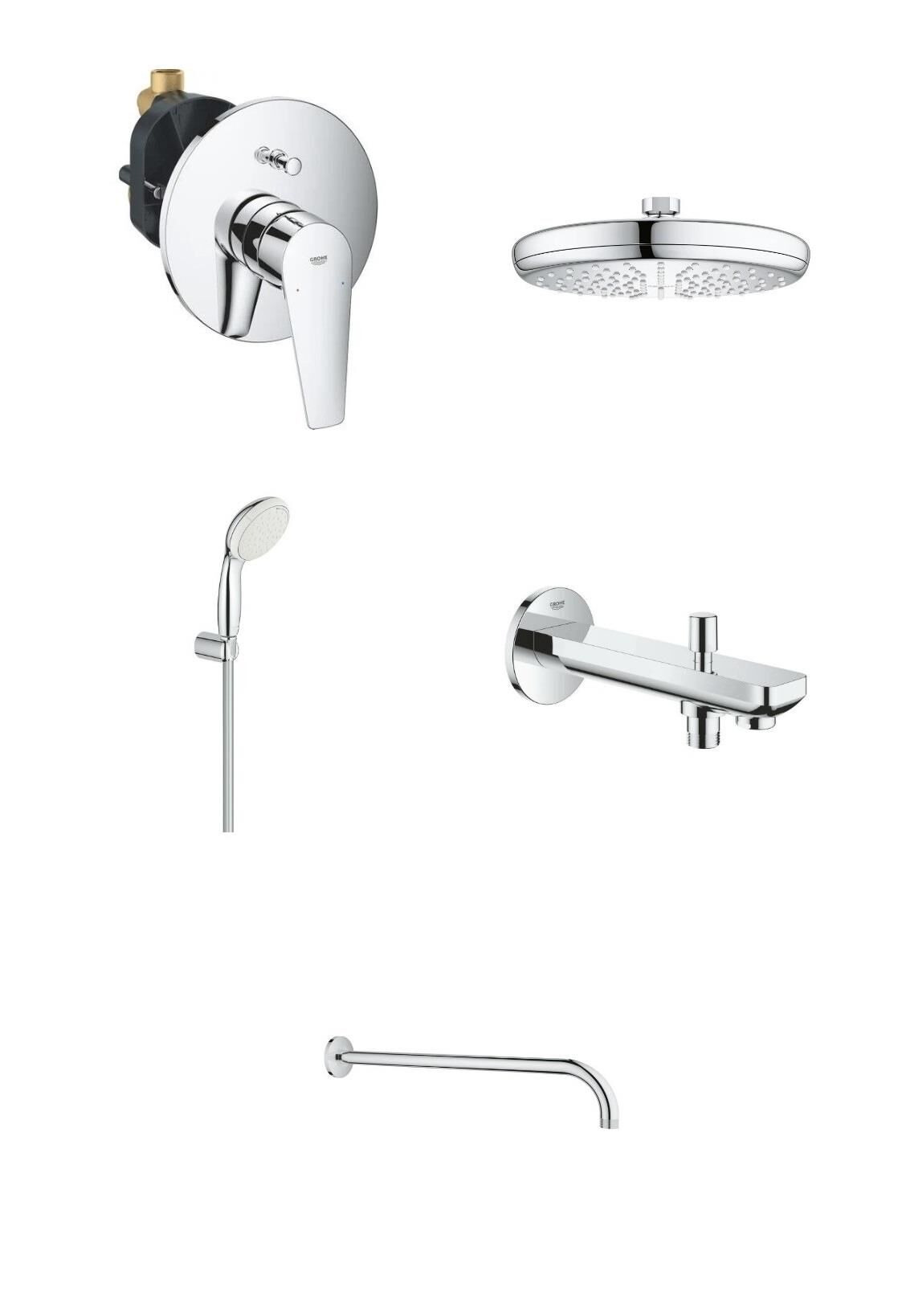 Grohe Bauedge Yeni Ankastre Banyo Bataryası Seti (Gagalı)- 29079001SET3