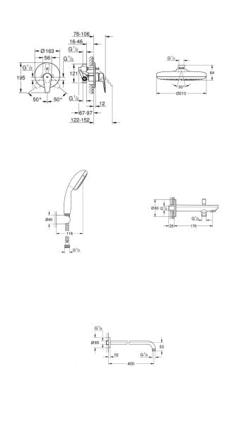 Grohe Bauedge Yeni Ankastre Banyo Bataryası Seti (Gagalı)- 29079001SET3