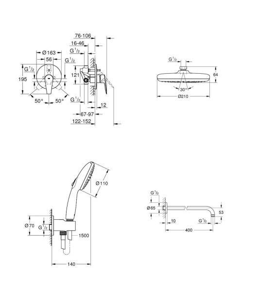 Grohe Bauedge Yeni Ankastre Banyo Bataryası Seti (Gagasız)- 29079001SET4