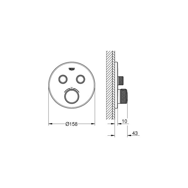 Grohe Grohtherm Smartcontrol Çift Yönlü Ankastre Termostatik Duş Bataryası - 29119000