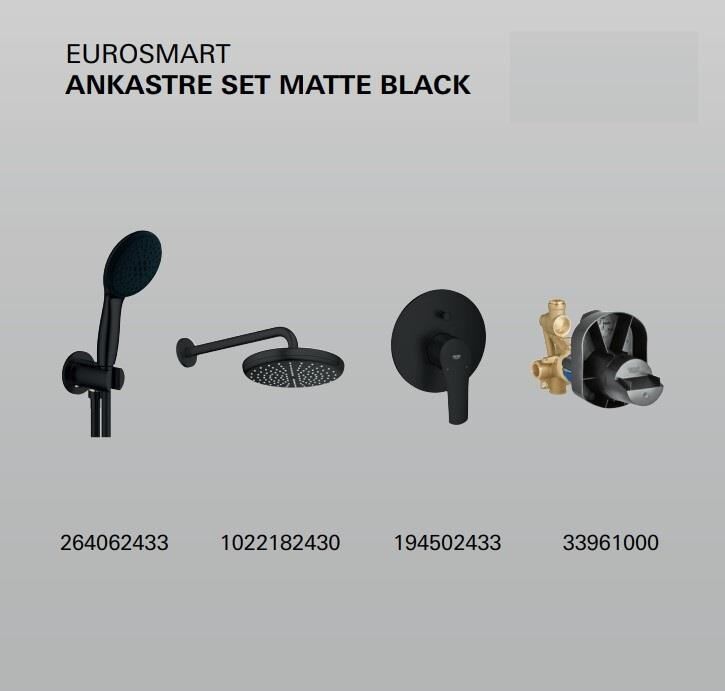 Grohe Eurosmart Ankastre Set Mat Siyah - 194502433SET
