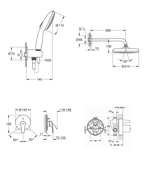 Grohe Eurosmart Ankastre Set Mat Siyah - 194502433SET