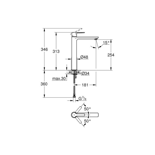 Grohe Lineare New Tek kumandalı Lavabo Bataryası - 23405DC1