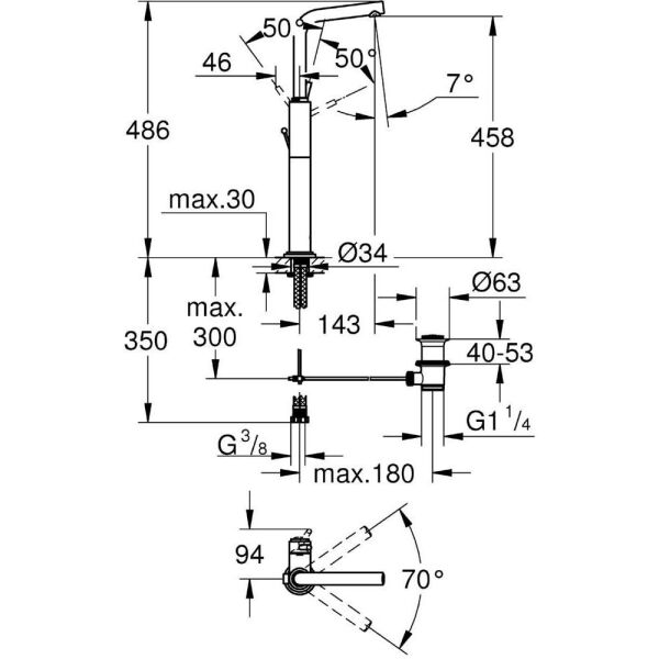 Grohe Atrio Tek Kumandalı Çanak Lavabo Bataryası - 32130001